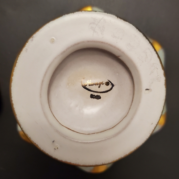 1950's Stangl Antique Gold Light Blue Pair Candle Holders Candle Bowls EUC #5069 - Picture 7 of 8